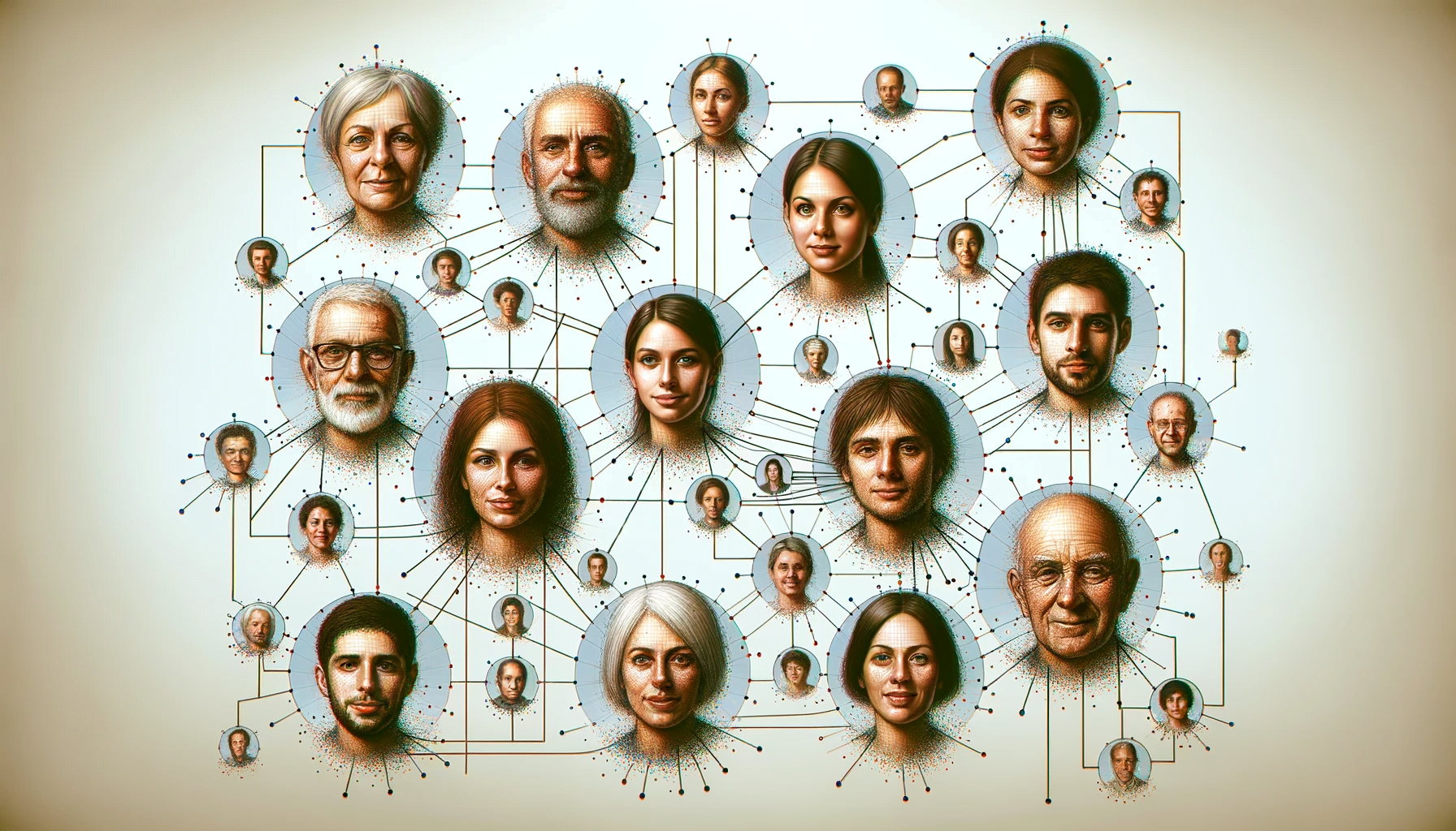 Cluster diagram featuring faces