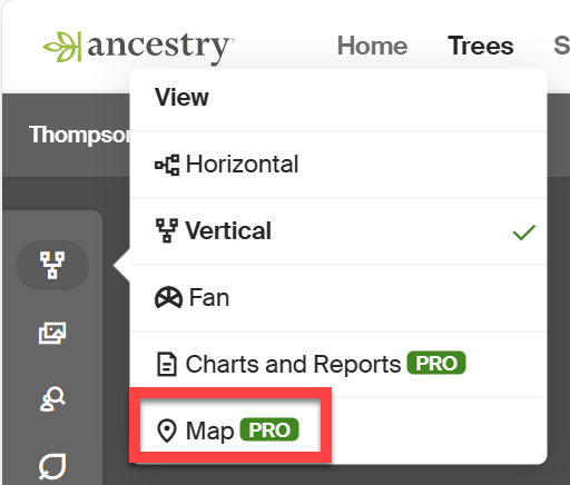 Ancestry Map View Menu Option